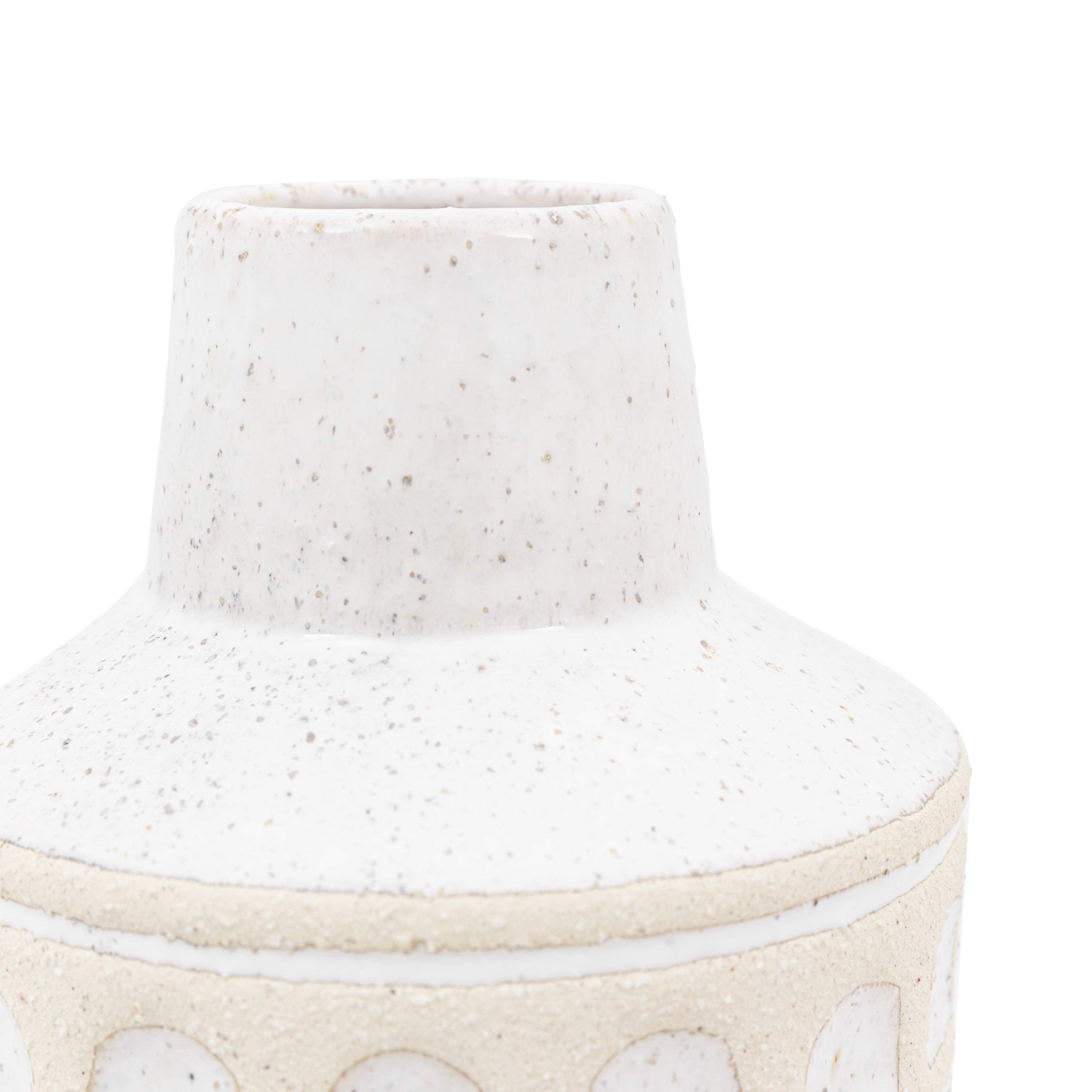 Azalea Glazed White Graphic Ceramic Vase